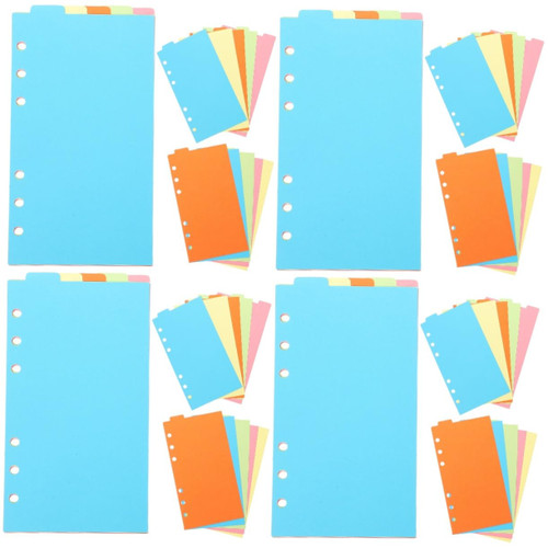 MAGICLULU 24 Sets Index Separator Page A5 Page Binder A5 Insertable Tabs Page Dividers A5 Binder 6 Ring Loose Leaf Page Tab Dividers Cards Binder Colorful Refill Paper Notebook Partition