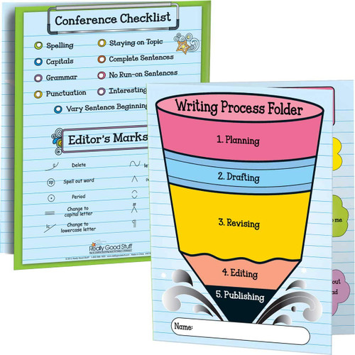 Really Good Stuff First, Next, Then Illustrated - 3 Pocket Writing Process Folders - Set of 12