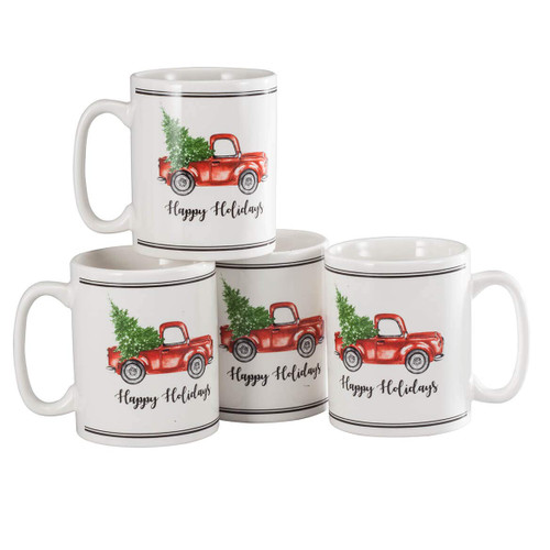 Fox Valley Traders William Roberts Holiday Truck Mugs, Set of 4