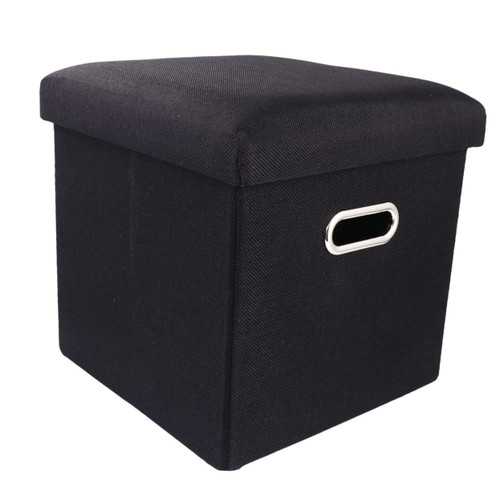 LIFKOME Storage Stool Storage Black Square Storage Bench with Storage Bench Foot Rest Stool Cube Storage Bin Collapsible Foot Stool Storage Cube Storage Basket Seat