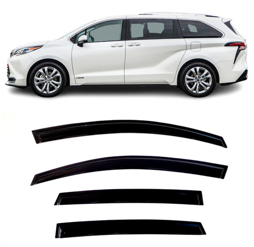BGGTYRSD Side Window Visor Sun Deflector Rain Guard Vent Shade Fits Toyota Sienna 2011-2020
