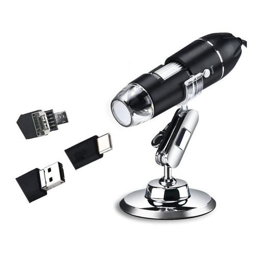 microscope accessories kit slide preparation camer 1600X 1000X USB Microscope Handheld Portable Microscope USB Interface Microscope accessories ( Color : 3 in 1 Metal bracket , Magnification : 1600X )
