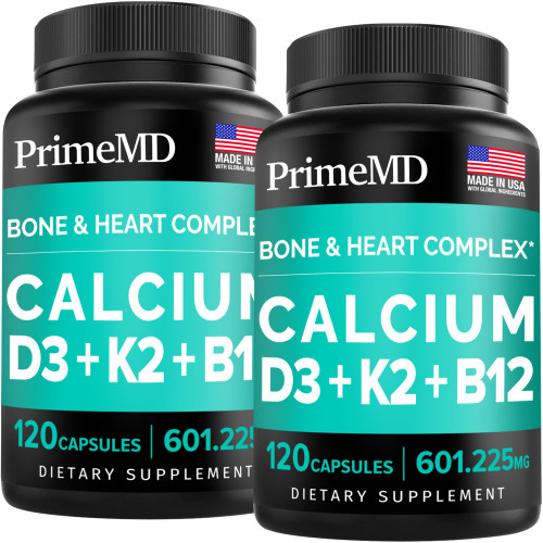 (2 Pack) 4-in-1 Calcium Supplement for Women & Men, Calcium 600mg with Vitamin D3 K2 5000IU Supplement for Heart, Bones & Immune Support, Calcium and Vitamin D, Gluten-Free, Non-GMO, Vegan (240 Count)