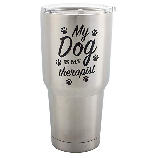 My Dog is My Therapist Pawprint 30 Oz Stainless Steel Travel Mug with Lid