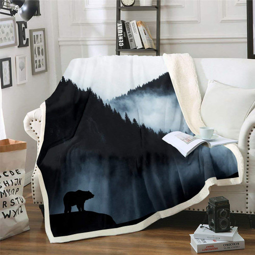 Erosebridal Bear Fleece Blanket Smoky Mountain Blanket Throw Fog Trees Sherpa Blanket for Kids Teen Boys Man Adults Wild Animal Natural Scenery Fuzzy Blanket Bedroom Decor Twin 60"x80" White Black Erosebridal Bear Fleece Blanket Smoky Mountain Blanket Throw Fog Trees Sherpa Blanket for Kids Teen Boys Man Adults Wild Animal Natural Scenery Fuzzy Blanket Bedroom Decor Twin 60"x80" White Black