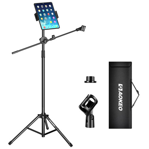 Boom Mic Stand,Aokeo Microphone Stand Floor Tablet Mic Stand Tripod Adjustable 42-68 Inch Portable Mic Stand Boom Carrying Bag,Support Microphone Any Combination