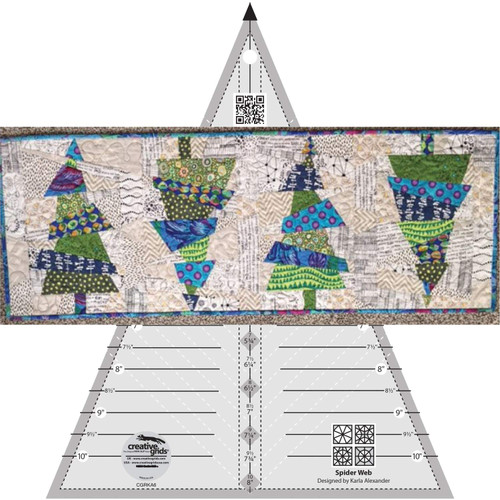 Bundle of Creative Grids Spider Web Quilt Ruler (CGRKA6) and Crazy Christmas Trees Table Runner Quilt Pattern by Cut Loose Press