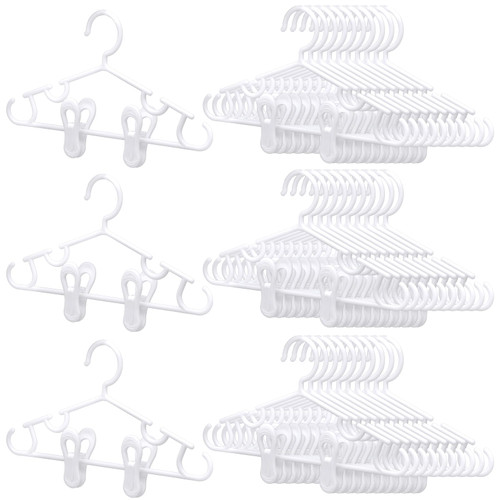 Hsei 80 Packs Baby Clothes Hangers for Closet Plastic Infant Clothes Hangers with Clips Kids Hangers Baby Clothes Hangers Children Clip Hangers for Pants Skirts Coats Suits Girl Boy Toddler