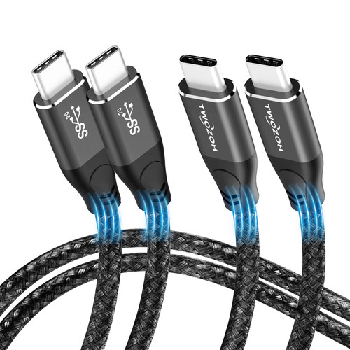 Twozoh USB C to USB C 3.2 Gen 2 Cable 20Gbps Data Transfer 100W PD Fast Charging 4K Video Output Monitor Cord for iphone15,MacBook,Chromebook,iPad,Lenovo,Samsung.(15FT, Black) 2-Pack