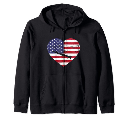 USA American Flag Heart Oboe Musician 4th of July Zip Hoodie USA American Flag Heart Oboe Musician 4th of July Zip Hoodie