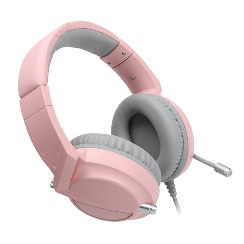 Over Ear Headphones - Wired Noise Canceling Gaming Headphones - Headset with RGB Light Effect - with Omnidirectional Microphone - 7.1 Channel Surround Sound (Pink)