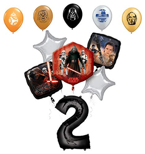 Star Wars 2nd Birthday Party Supplies Foil Balloon Bouquet Decorations with 5pc Star Wars 11" Character Print Latex Balloons Chewbacca, Darth Vader, C3PO, R2D2 and BB8 Star Wars 2nd Birthday Party Supplies Foil Balloon Bouquet Decorations with 5pc Star Wars 11" Character Print Latex Balloons Chewbacca, Darth Vader, C3PO, R2D2 and BB8