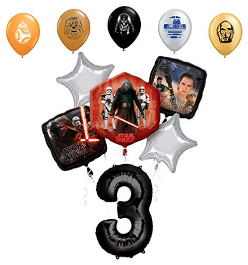 Star Wars 3rd Birthday Party Supplies Foil Balloon Bouquet Decorations with 5pc Star Wars 11" Character Print Latex Balloons Chewbacca, Darth Vader, C3PO, R2D2 and BB8 Star Wars 3rd Birthday Party Supplies Foil Balloon Bouquet Decorations with 5pc Star Wars 11" Character Print Latex Balloons Chewbacca, Darth Vader, C3PO, R2D2 and BB8