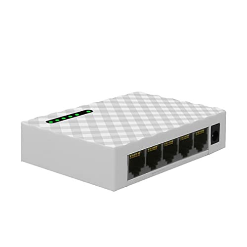 Connectors 5 Port Gigabit Switch 10/100/1000Mbps RJ45 LAN Ethernet Fast Desktop Network Switching Hub Shunt with EU/US Plug Power Adapter - (US, Color: US White)