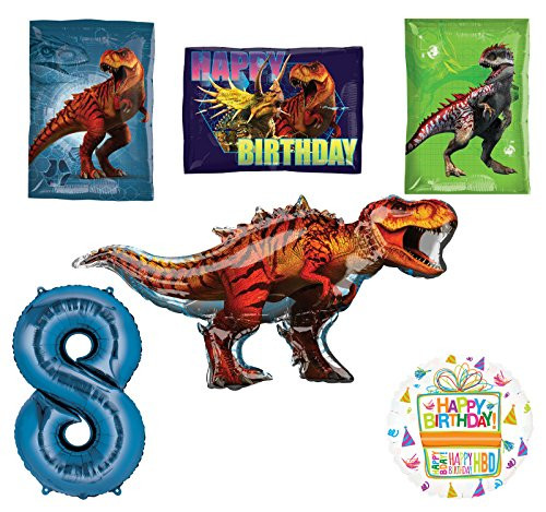 Mayflower Products Jurassic World Dinosaur 8th Birthday Party Supplies and Balloon Decorations