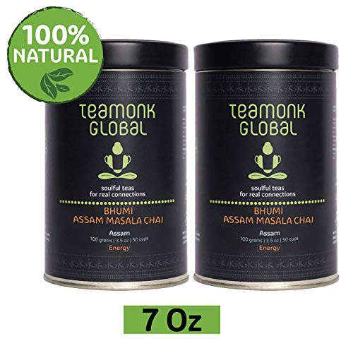 Assam Masala Chai, 7.oz - Pack of 2 (3.5oz each) | Supports Energy Boost | 100% Natural Cinnamon, Clove, Cardamon, Ginger with Whole Loose Leaf Tea | No Additives