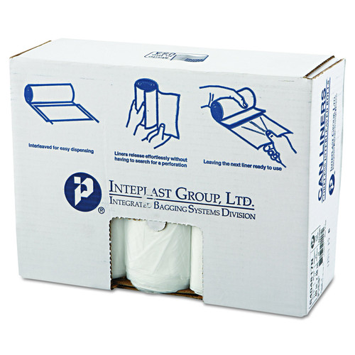 Inteplast Group S404812N 40-45 Gallon Capacity, 48" Length x 40" Width x 12 Mic Thickness, Natural Color, HDPE Commercial Coreless Institutional Trash Can Liner (Case of 10 Roll, 25 Bags per Roll)