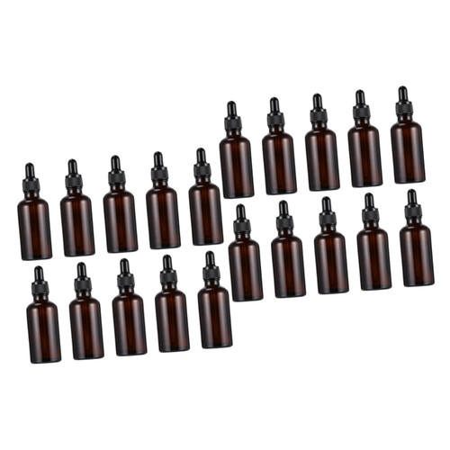 Mobestech 20 Pcs Glass Essential Oil with Glass Eye Dropper Scented Oil Brown Dispenser Lab Dropper Bottle Pipette Bottle Eye Droppers for Essential Oils Sample Travel Spray