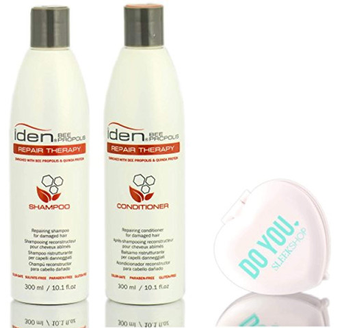 Iden Bee Propolis REPAIR THERAPY Shampoo & Conditioner DUO Set (with Sleek Compact Mirror) (10.1 oz / 300 ml - DUO Kit)