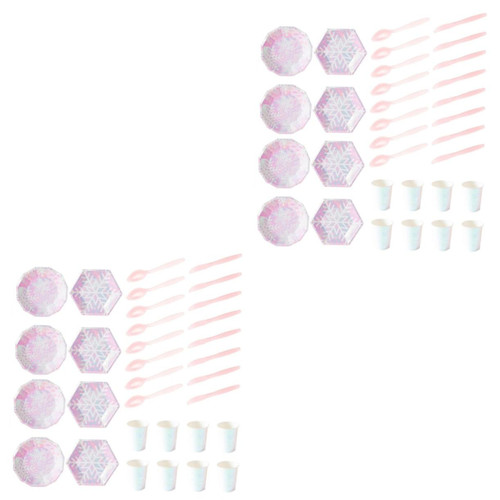 LALAFINA 80 Pcs Christmas Tableware Party Paper Plate Xmas Party Cutlery Christmas Party Tableware Winter Party Table Decor Disposable Flatware Paper Tableware Party Supplies Paper Cup