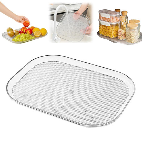 2023 New Square Lazy Susan Turntable Organizer for Refrigerator, Clear Rectangular Tray, Refrigerator Lazy Susan Rectangular Shelf, Lazy Susan 360 Rotating Countertop Organizer