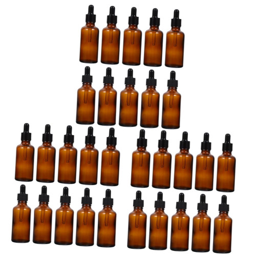 FRCOLOR 30 Pcs Glass Bottle 10ml Dropper Bottle Cosmetic Liquid Bottles Cosmetic Dropper Container Empty Essential Oil Bottle Sample Vials Glass Eye Dropper Essence Bottle Mini Travel