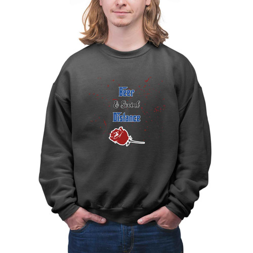 Ideal Social Distancing Gift for Beer Lovers, Father's Father's Day Present - Man with Beer Laptop Quote Multi Size Black Sweatshirt