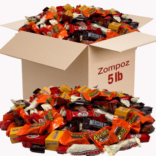 Bulk Chocolate Candy Mix, 5 Lbs Individually Wrapped Variety Chocolate Bars, Miniature Chocolate, Hershey's Milk Chocolate, ReesePeanut Butter Cups, Caramel Rolos, Milk Duds, KitKatWafers, Whoppers