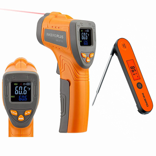 INKBIRD Infrared Thermometer Digital Laser Temperature Gun -58?~1022? INK-IFT01 and Instant Read Meat Thermometer IHT-1P - Adjustable Emissivity Thermometers Gun for Cooking BBQ Oven Pizza INKBIRD Infrared Thermometer Digital Laser Temperature Gun -58?~1022? INK-IFT01 and Instant Read Meat Thermometer IHT-1P - Adjustable Emissivity Thermometers Gun for Cooking BBQ Oven Pizza