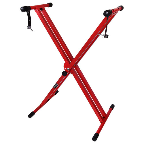 Kadence Keyboard Stand - Heavy-Duty Piano Stand (NK13-3kg Dual Braced) - Piano Keyboard Stand with Locking Straps - Keyboard Double X Stand - Keyboard Music Stand for Kids & Adults (Red)