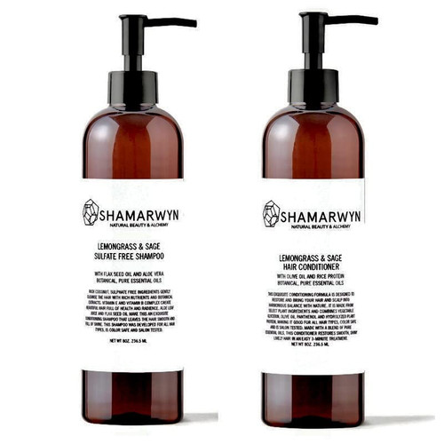 Lemongrass & Sage Shampoo & Conditioner Set Sulfate Free Natural-Organic Color Safe 8oz