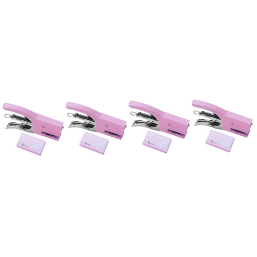 NUOBESTY 4 Sets Hand-held Stapler jam Free Stapler Metal File Stapler Multi-Function File Stapler Tool staplers for Desk Metal Stapler Office Desk Combination Manual Student Plastic Purple