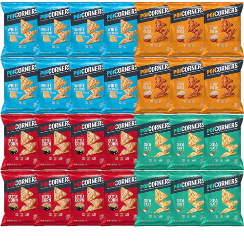 Popcorners Variety Pack - Corn Chips Snack Bag Healthy Popped Assortment (28 Count)
