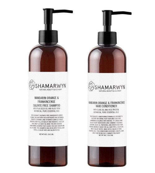 Shampoo, Conditioner Set, Mandarin Orange and Frankincense Sulfate Free Natural,Organic Color Safe 8oz each