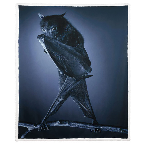 XSMEI 60"x80" Black Bat Sherpa Blanket Animal Print Throw Blanket Super Soft Fuzzy Blanket Thick Warm Fleece Blankets for Couch Bed