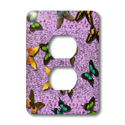 3dRose lsp_27906_6 Purple Butterflies Outlet Cover Multi-Color