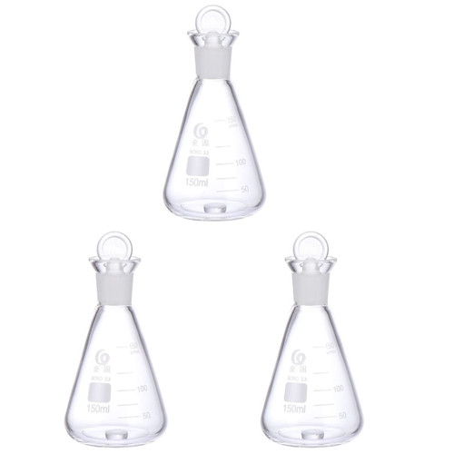 Baluue 3 Pcs Flask Lab Beakers Lab Glassware Graduated Cylinder Glass Beaker Science Party Lab Conical Bottle Laboratory Beaker Laboratory Accessories Glasses Student Use Software