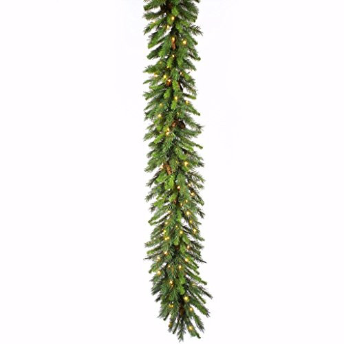 Vickerman Cheyenne Pine Green Garland with 100 Clear Dura-Lit, 16-Inch