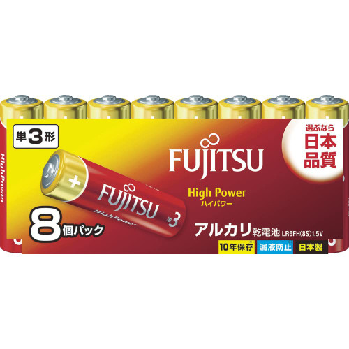 ??? Fujitsu LR6FH(8S) [High Power] Alkaline Batteries, AA Type, 1.5V, 8 Packs, Made in Japan