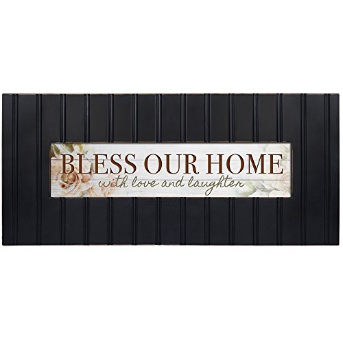 Cottage Garden Bless Our Home with Love and Laughter Decorative Black 22 x 8 Panoramic Wall Photo Frame Plaque