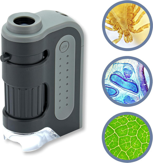 MicroBrite Plus 60x-120x LED Lighted Pocket Microscope for Kids, Portable Handheld Microscope for Adults, Mini Microscope for Student Science Lab, STEM Educational Portable Microscope (MM-300)