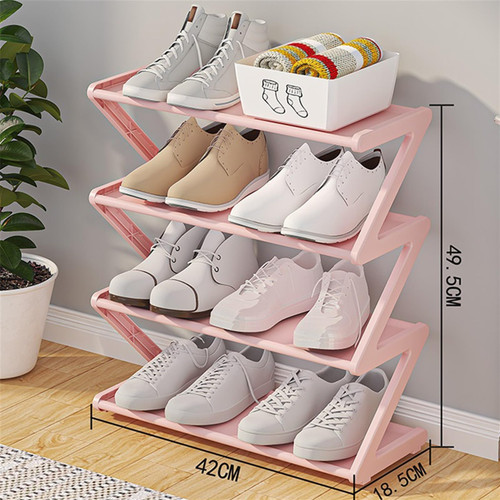 OUTFYT Shoe Cabinet Multi-Layer Space-Saving Simple Multifunctional Shoe Rack Shoe Cabinet Assembled Dormitory Doorway Shoe Organizer Shoe Box Shoe Cabinet (Color : Pink)
