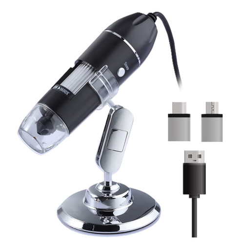 Microscope Adapter 1600X 1000X 500X USB Microscope Handheld Portable Digital Electron Microscope 3 in 1 with Bracket Microscope Accessories (Color : 1600X)