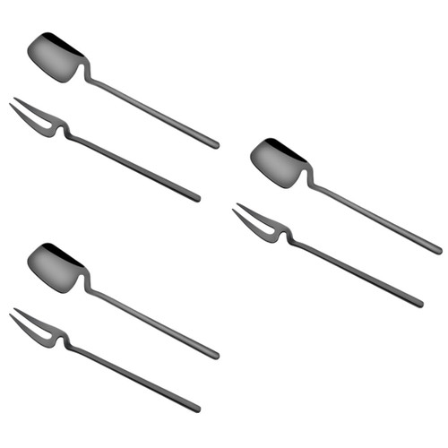Zerodeko 24 PCS fork spoon hanger portable Stainless steel Fruit fork personality Portable Tableware ice cream scoop tableware coffee spoon flatware Stainless steel Cutlery