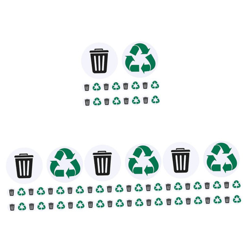 Zerodeko 4 Sets Self Adhesive Recycling Stickers Large Recycling Signs Dual Trash Can Kitchen Trash Can and Recycle Bin Compost Bin Decal Logo Sign Recycle Combination PVC Recyclable