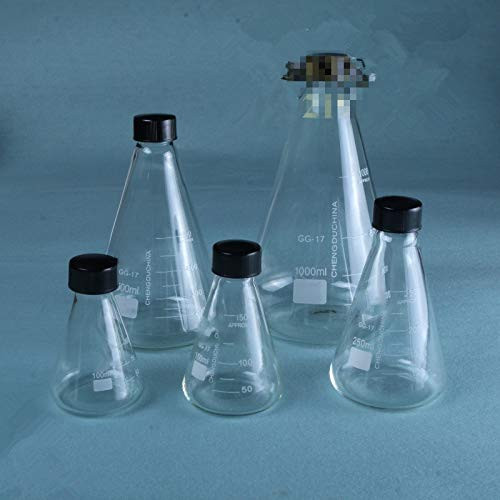 no logo Thick Walled Conical Flask with Stopper Erlenmeyer Flask Thread Mouth Laboratory Glass Meter 50-1000ml (Capacity : 500ml)