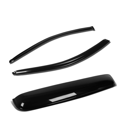 Compatible with Honda Civic EM2 2DR 2pcs Window Deflector Rain Guard +35 inches Sun Roof Visor (Dark Smoke)