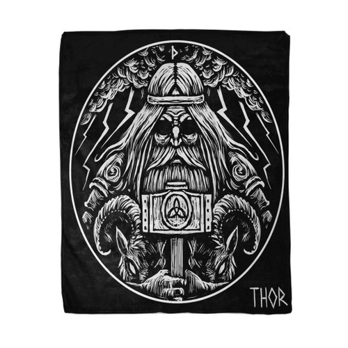 rouihot 60x80 Inches Throw Blanket Viking Norse God Thor Hammer and Two War Goats Warm Cozy Print Flannel Home Decor Comfortable Blanket for Couch Sofa Bed