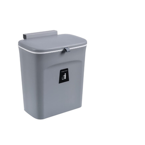 SXGDOL JIALONGKEJI 7/9L Large Capacity Trash Can Fit for Kitchen Door Hanging Kitchen Recycling Garbage Basket Bartroom Wall Mounted Trash Bin with Lid (Capacity : 7L, Color : Gray)