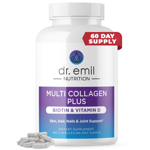 DR EMIL NUTRITION Multi Collagen Peptides Plus Biotin and Vitamin D - Biotin and Collagen Supplements for Hair Skin and Nails - Biotin Pills for Hair Growth, 60 Servings DR EMIL NUTRITION Multi Collagen Peptides Plus Biotin and Vitamin D - Biotin and Collagen Supplements for Hair Skin and Nails - Biotin Pills for Hair Growth, 60 Servings